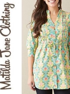 Matilda Jane Mint Green Floral Tunic with Pink & Yellow Accents